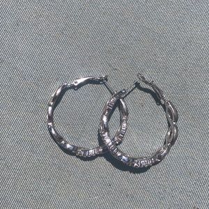Silver and gemstone hoop earrings